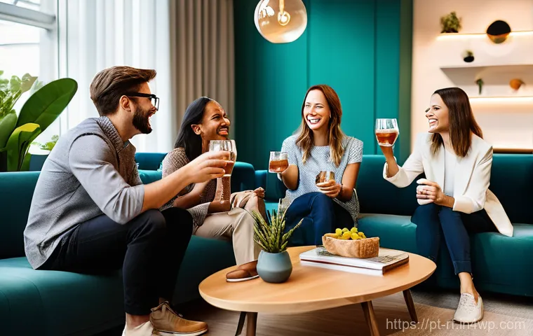 크리에이티브 허브에서의 프로젝트 관리 기법 - **Prompt:** A diverse team of five creative professionals, aged 25-45, is in a brightly lit, modern ...