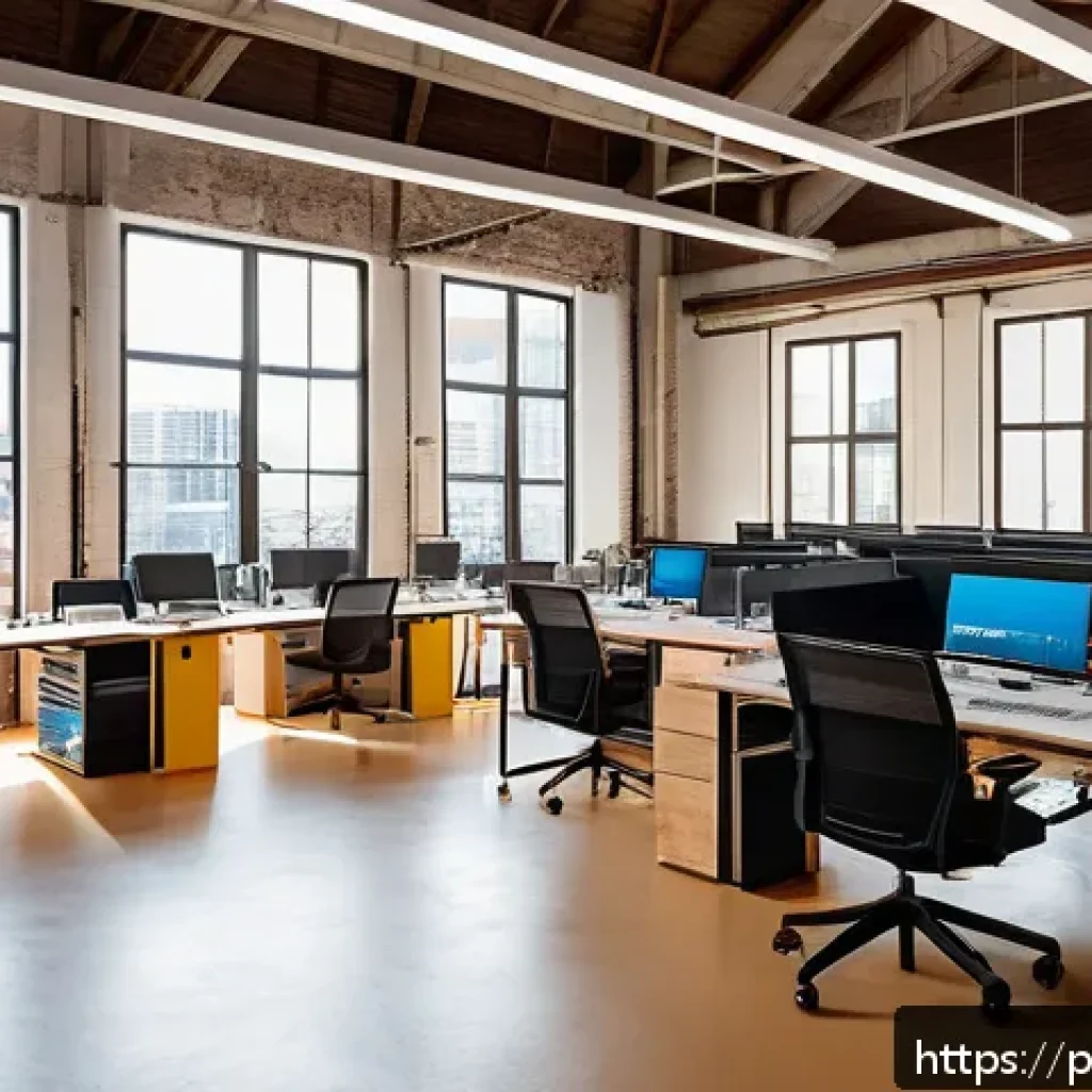 크리에이티브 허브의 운영 모델 비교 - A vibrant creative hub interior in São Paulo, Brazil, featuring a multidisciplinary team of diverse ...